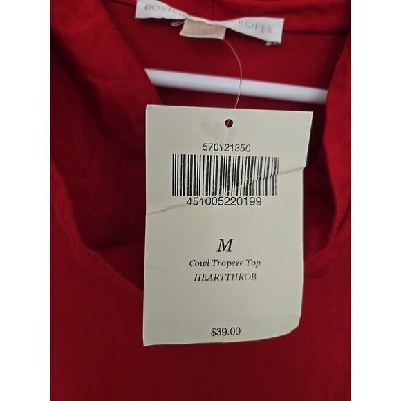 Boston Proper Womens Red Long Sleeve Cowl Neck Tunic M Trapeze Asymmetric New! - Picture 2 of 6